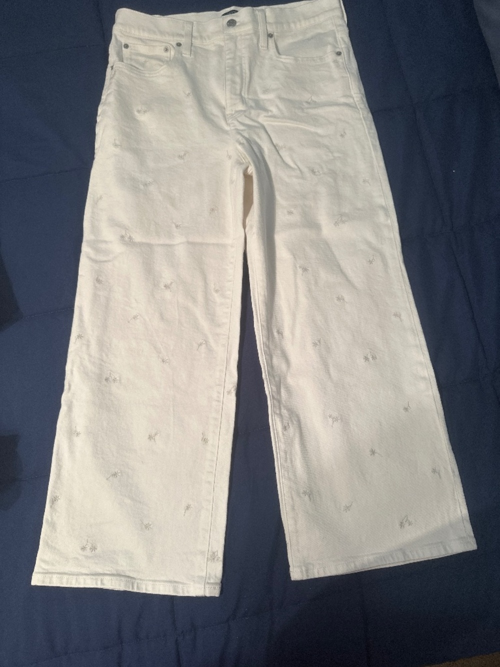 NWOT JCREW WIDE LEG EMBROIDERED CROP JEANS SZ30